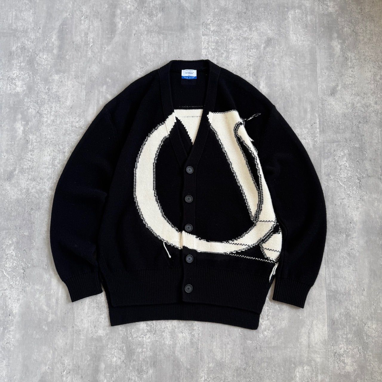 Off-White™ オフホワイト ロゴインターシャ ウール カーディガン