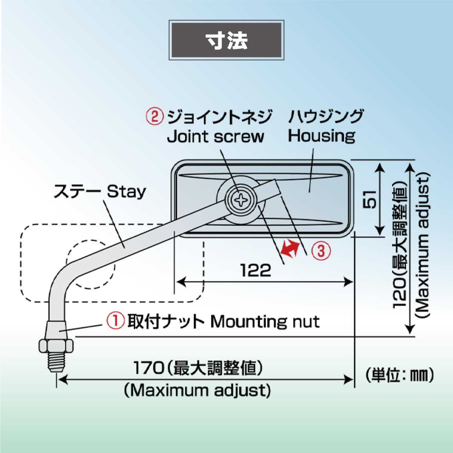 AVA-104-10 1本入り 正ねじ 10mm 左右共通 ブラック リトラミラー ナポレオン バイクミラー タナックス(Tanax) - メルカリ