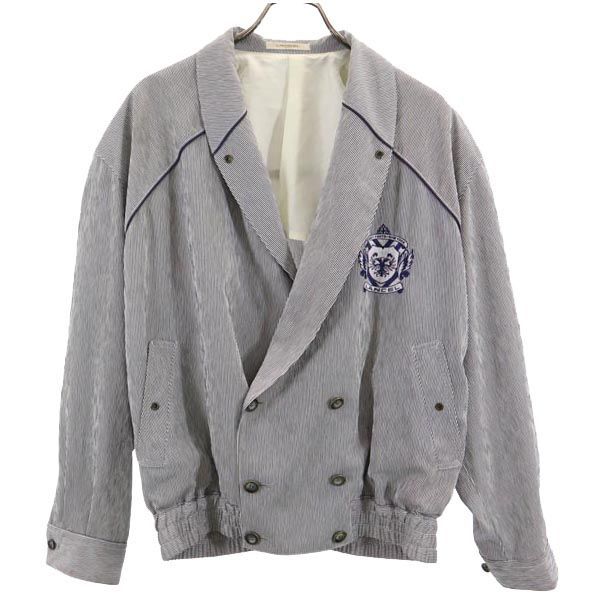 ランセル 日本製 ダブル ストライプ柄 ジャケット L ネイビー LANCEL ブルゾン メンズ 【中古】  【230930】