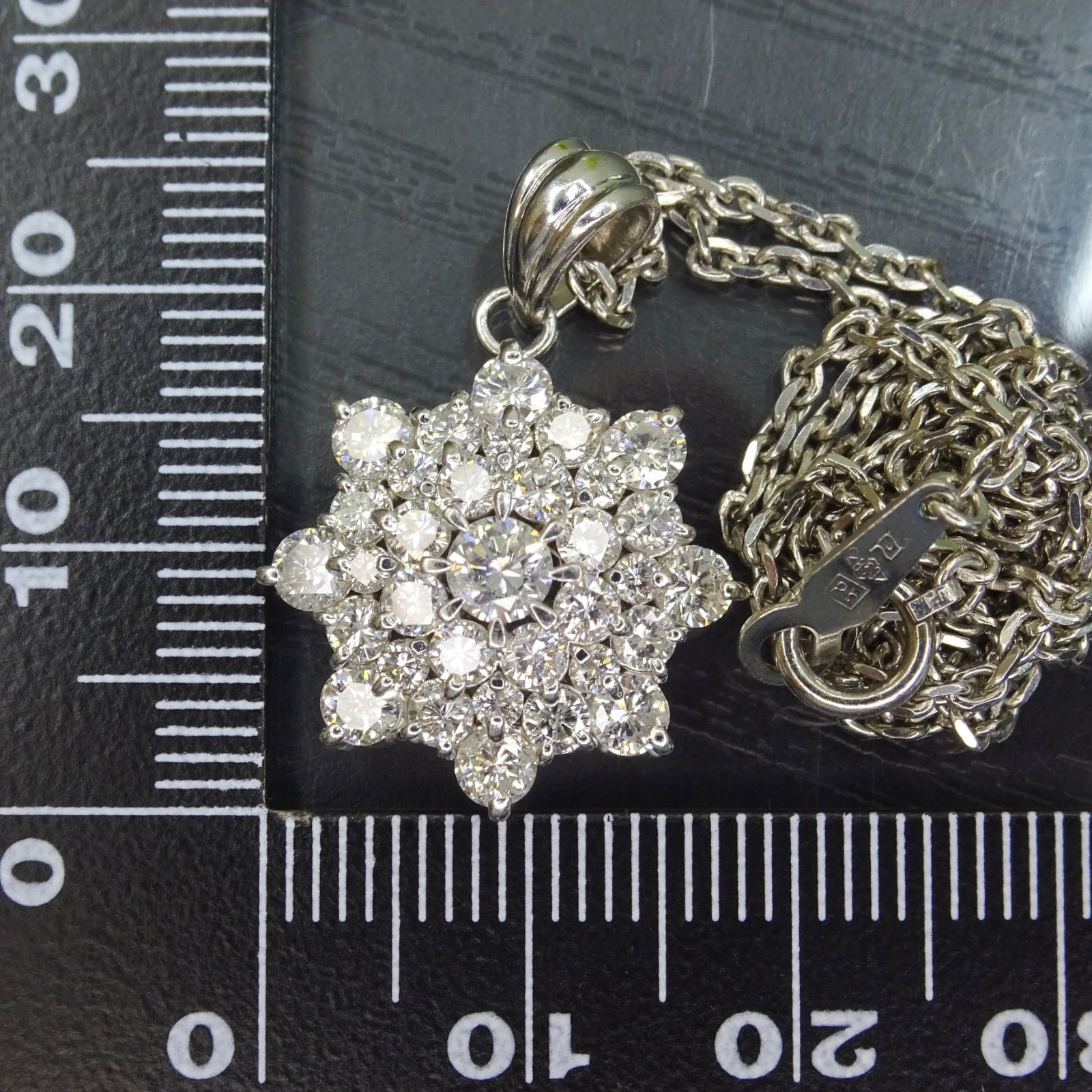 プラチナ pt900 pt850 天然ダイヤモンド 2.16ct トップ ネックレス 