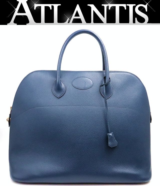 広尾店 HERMES エルメス ボリード45 ハンドバッグ アルデンヌ ブルーサフィール □B刻印 G金具 17345