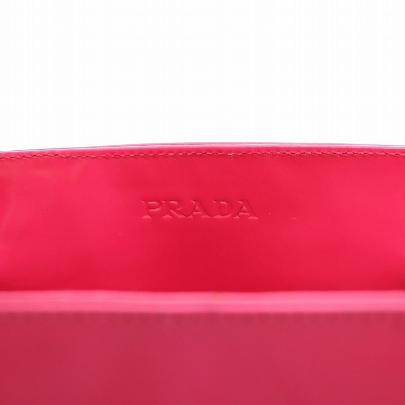 プラダ PRADA クリアハンドルハンドバッグ エナメル ピンク クリア