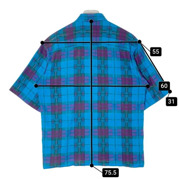 Pendleton Mサイズ 半袖シャツ チェック柄 ブルー ☆PENDLETON ペンドルトン USA製 半袖 チェックシャツ ブルーx