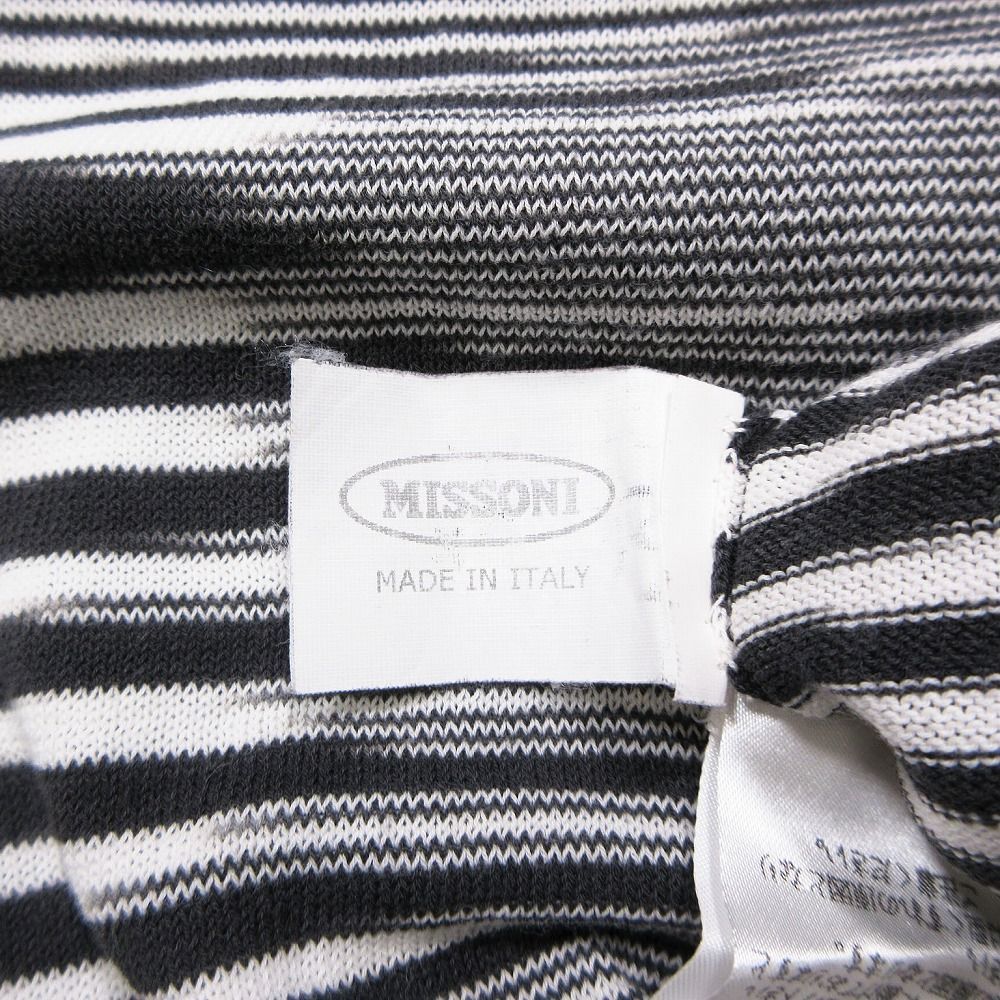 Vintage MISSONI ミッソーニ 総柄 コットン ニット カットソー クルーネック 半袖 トップス 48 XL 黒白 レディース 【中古】 Vintage MISSONI ミッソーニ 総柄 コットン ニット カットソー