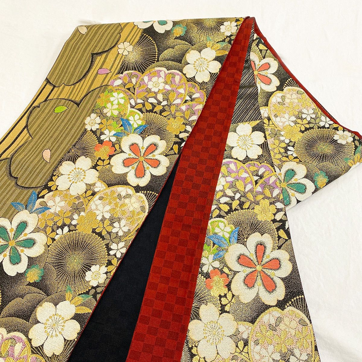 fuox33 正絹 豪華 袋帯 美品 金色 ガード加工 桜柄 - メルカリ