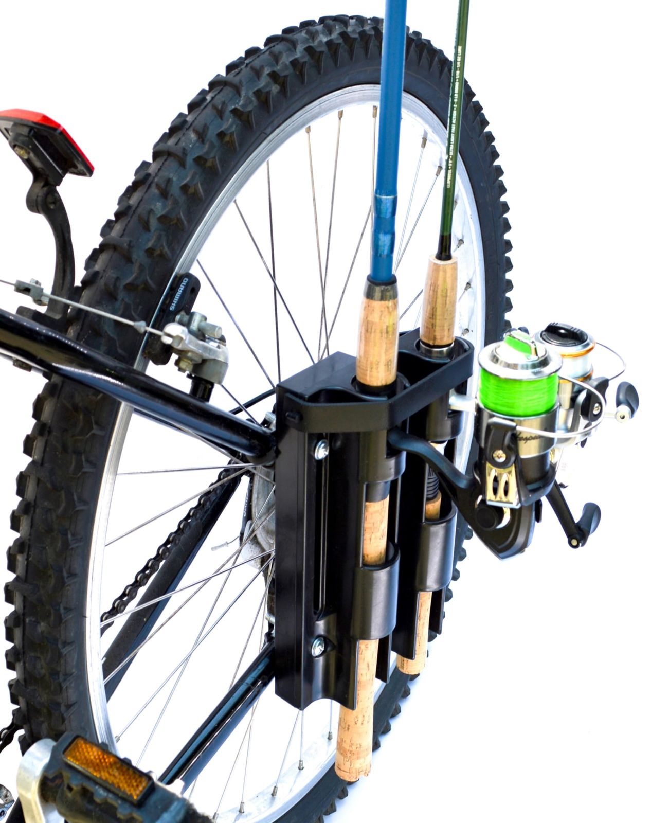 InMotion Inc. Bike Fisherman - 自転車釣りロッドホルダー - 2本のロッドを固定 - 釣り竿をしっかりと固定して安全に自転車 - 簡単に固定できるロッドキャリア 自転車釣りに