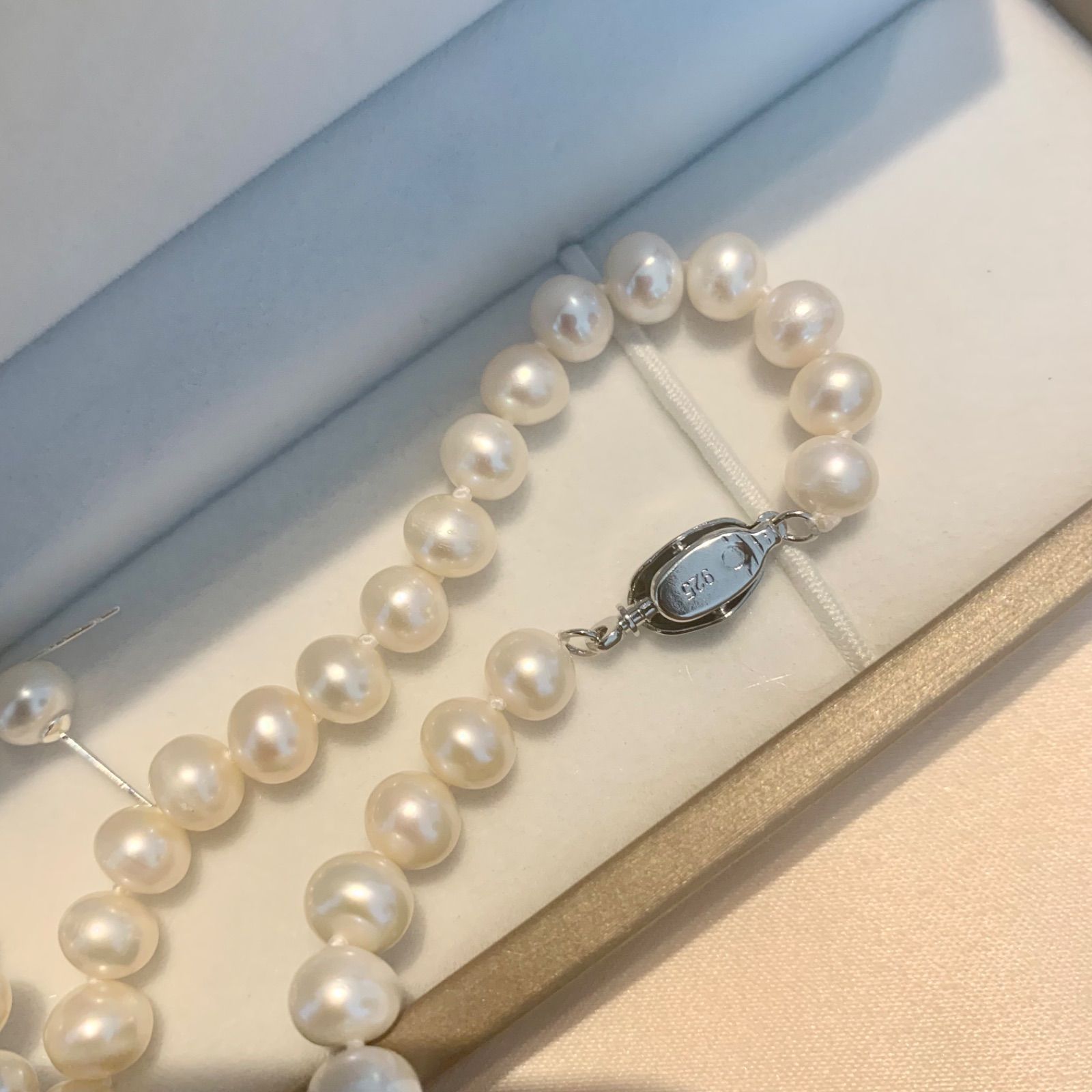 あこやパールネックレス シルバー刻印 SILVER 7mm パール ネックレス 