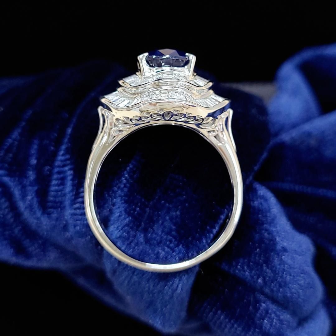 最高品質！ ロイヤルブルー サファイア 2.39ct ダイヤ PT リング 鑑 