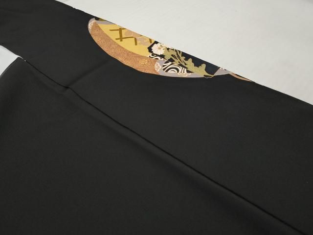 平和屋着物□豪華黒留袖 御所車花鳥文 金彩 正絹 逸品