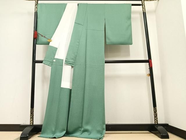 平和屋着物○上質な色無地 老竹色 正絹 逸品 AAAZ1772ph