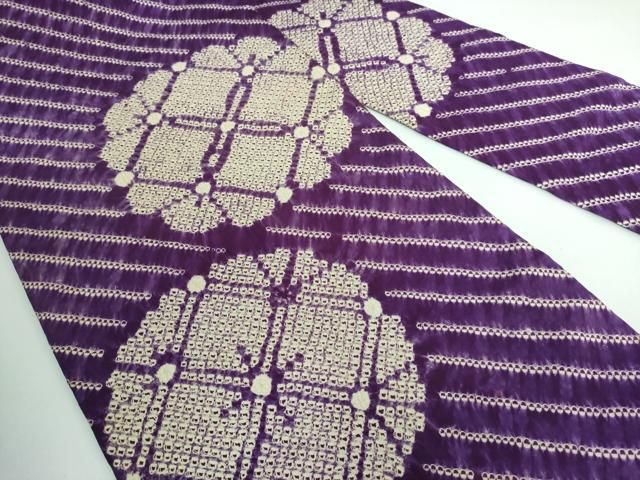 平和屋本店□極上 岩手の匠 草紫堂 南部絞り 紫根染 九寸名古屋帯 菱文  