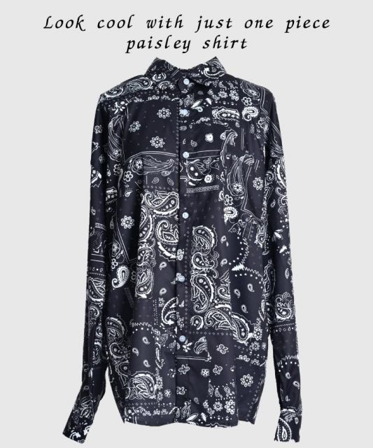 BLACK PIA ペイズリー柄シャツ　長袖　メンズF BLACK PIA ペイズリー柄 長袖シャツ Lサイズ - メルカリ
