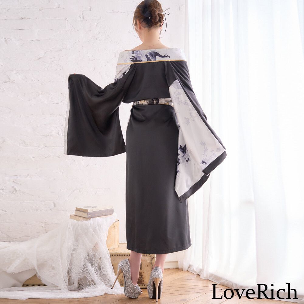 LoveRich ラブリッチ 【2点セット】バイカラー 鶴柄 和柄 花柄 LoveRich ラブリッチ 【2点セット】バイカラー 鶴柄 和柄 花柄