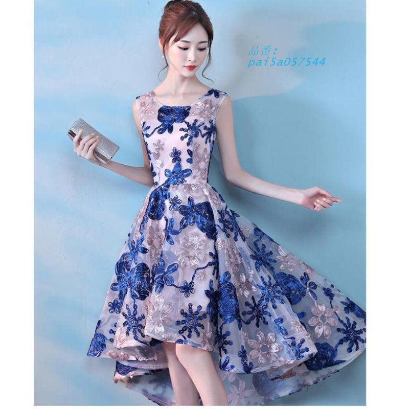 パーティードレス ミモレドレス 結婚式 ドレス ワンピース 袖なし 不規則 お呼ばれ ドレス 大きいサイズ 二次会 フォーマルドレス ウエディングドレス pai5a057544