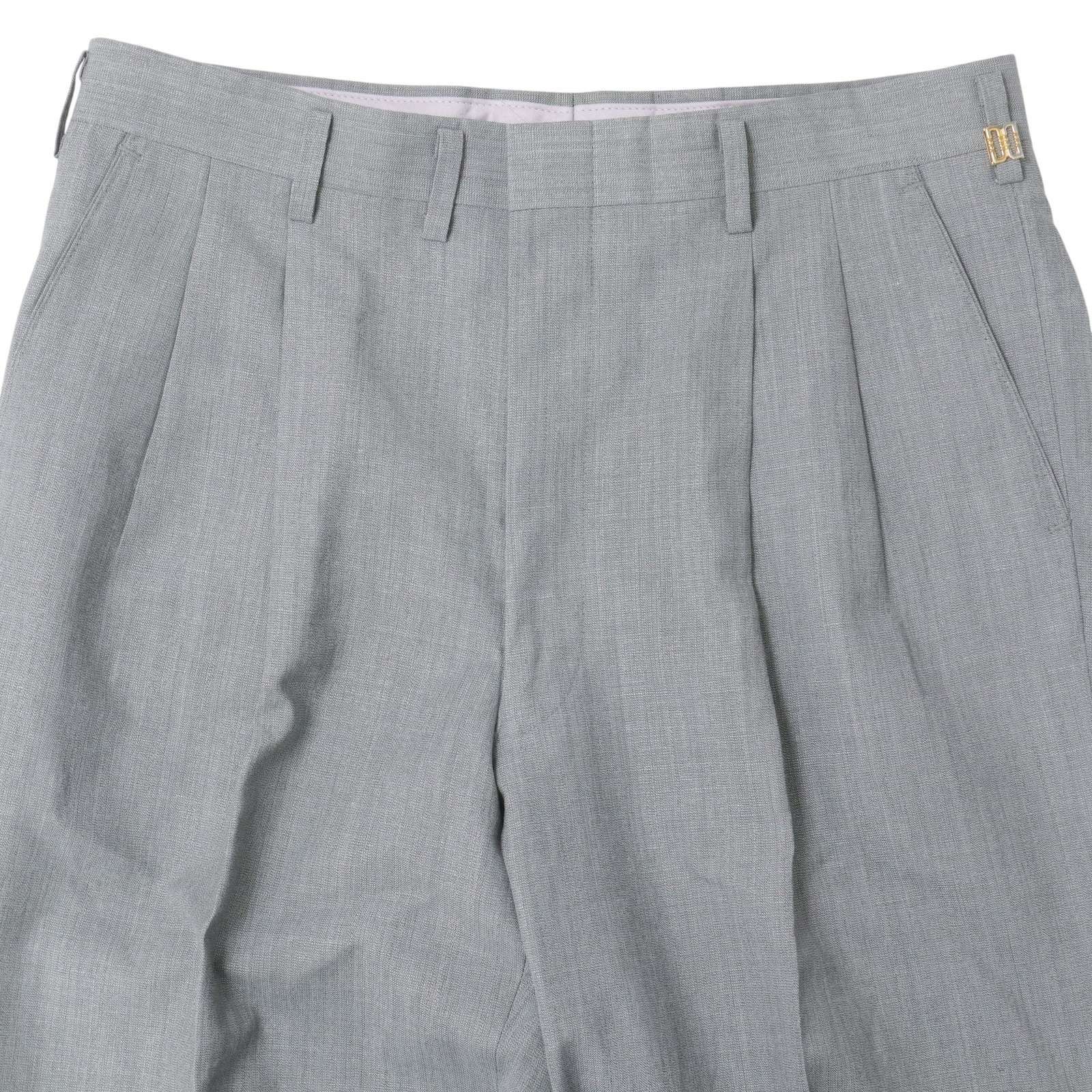 DAKS ダックス 春夏 麻 リネン混☆ ロゴ 2タック入り スラックス