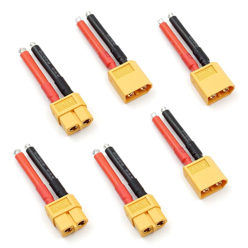 elechawk XT60プラグメスu0026オスコネクター 3組 12AWGシリコンワイヤー付き RC Lipoバッテリーケーブルドローン用