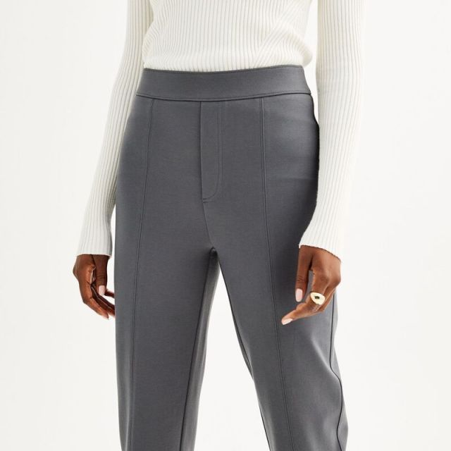 【送料無料】 ナインウェスト レディース カジュアルパンツ ボトムス Women's Nine West High Rise Slim-Straight Ponte Pants Mineral Black