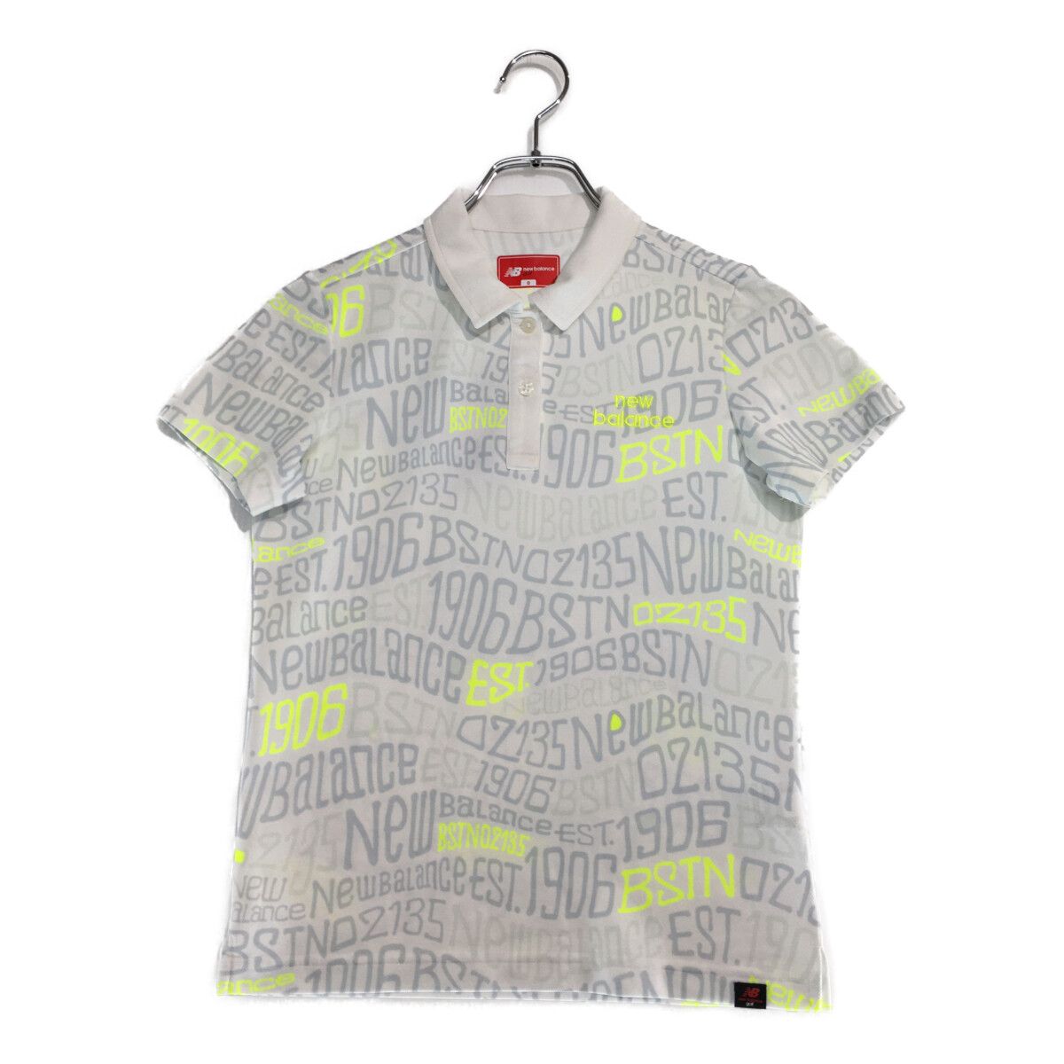 ニューバランスゴルフ スポーツ ポロシャツ ホワイト 総柄 サイズ0 中古 レディース ニューバランスゴルフ New Balance golf 半袖