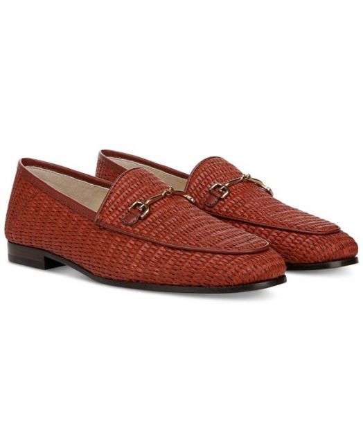 送料無料 サムエデルマン レディース パンプス シューズ Women s Loraine Loafers Warm Sienna Faux Raffia