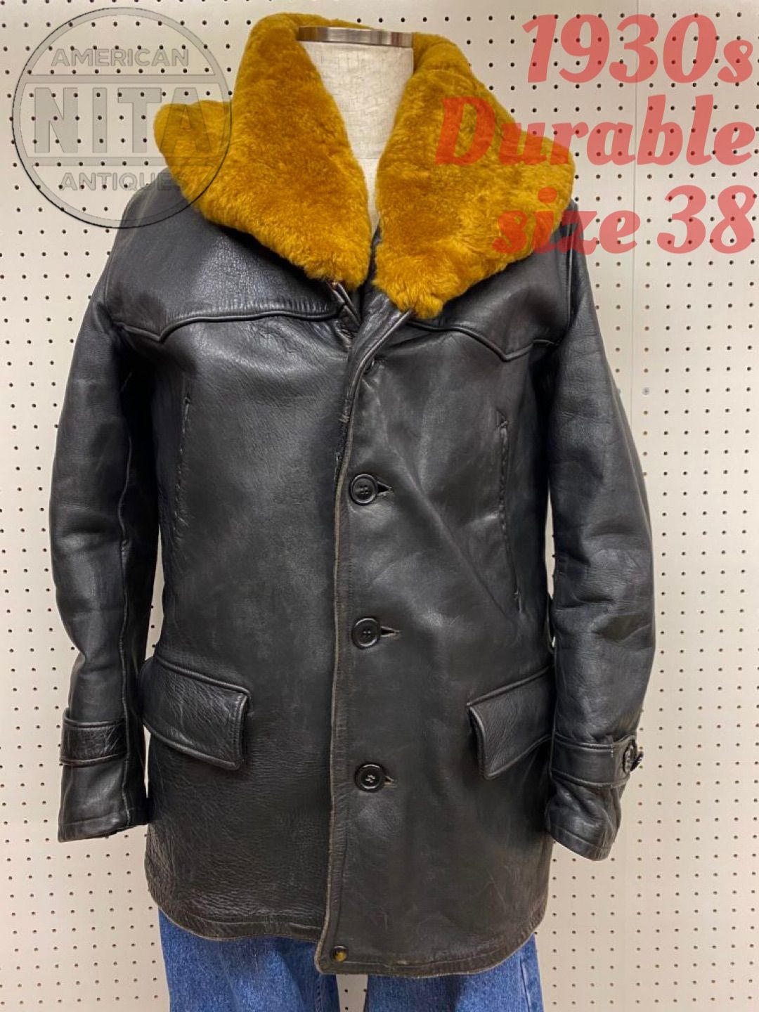 1930s Durable ホースハイド カーコート ビンテージ 馬革 ムートン 