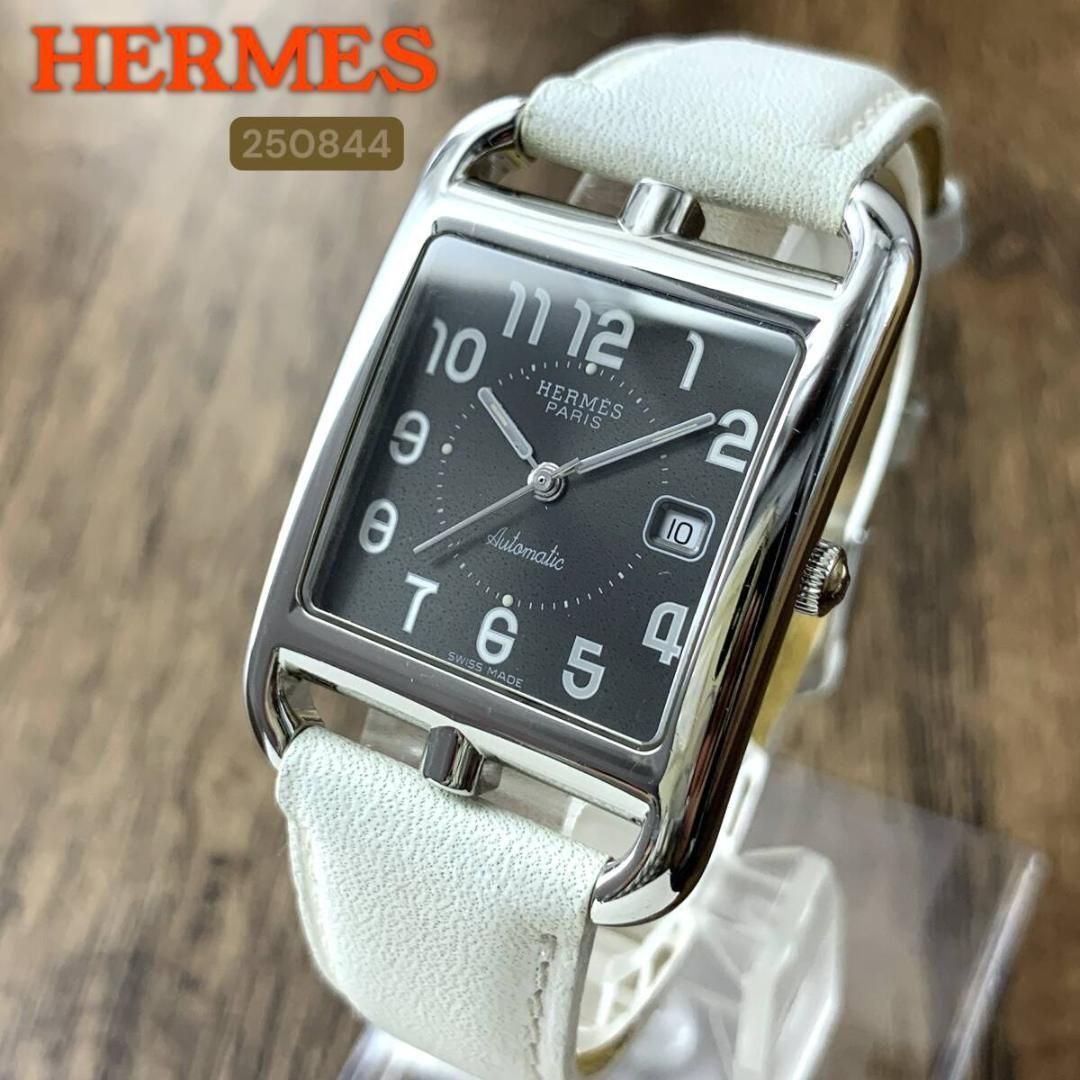 正規品 エルメス/HERMES グレー文字盤 自動巻 メンズ腕時計 鑑定済み 正規品 エルメス/HERMES グレー文字盤 自動巻 メンズ腕時計 鑑定済み