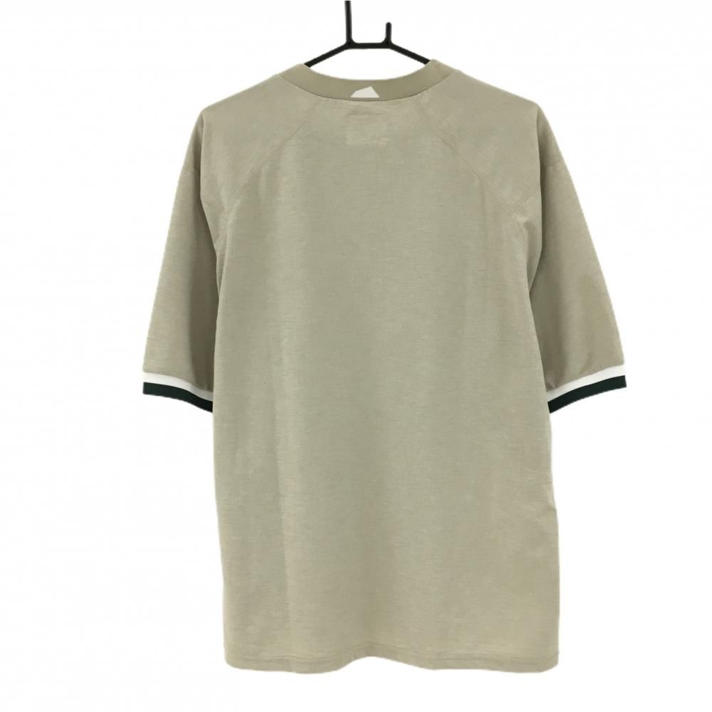 【超美品】サルベージパブリック 半袖ハイネックシャツ ベージュ系×白×グリーン メッシュ調  メンズ L ゴルフウェア SALVAGE PUBLIC 超美品】サルベージパブリック 半袖ハイネックシャツ ベージュ系