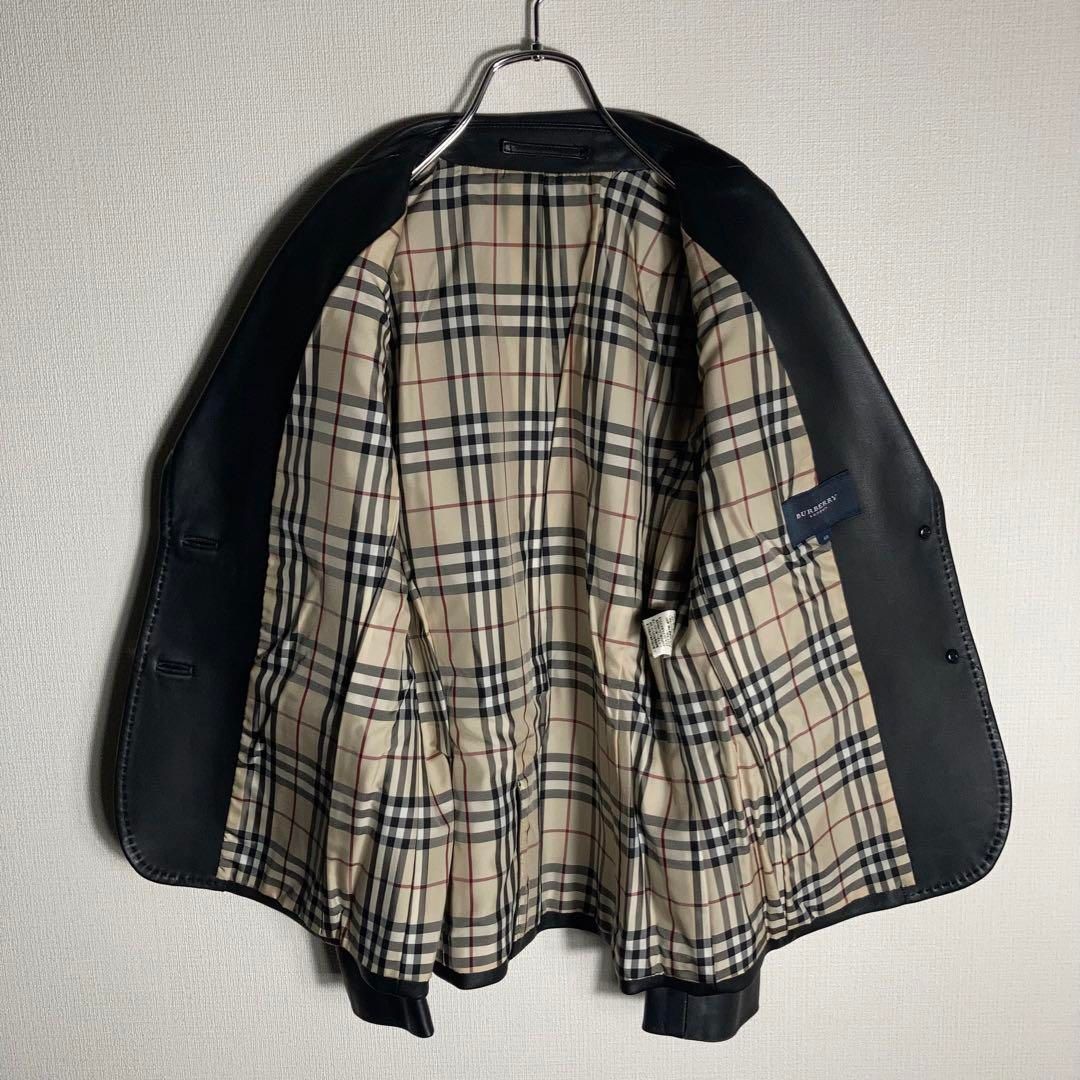 専用ですBURBERRY LONDON ジャンパー美品 BURBERRY LONDON レザージャケット ラムレザー ノバチェック 黒