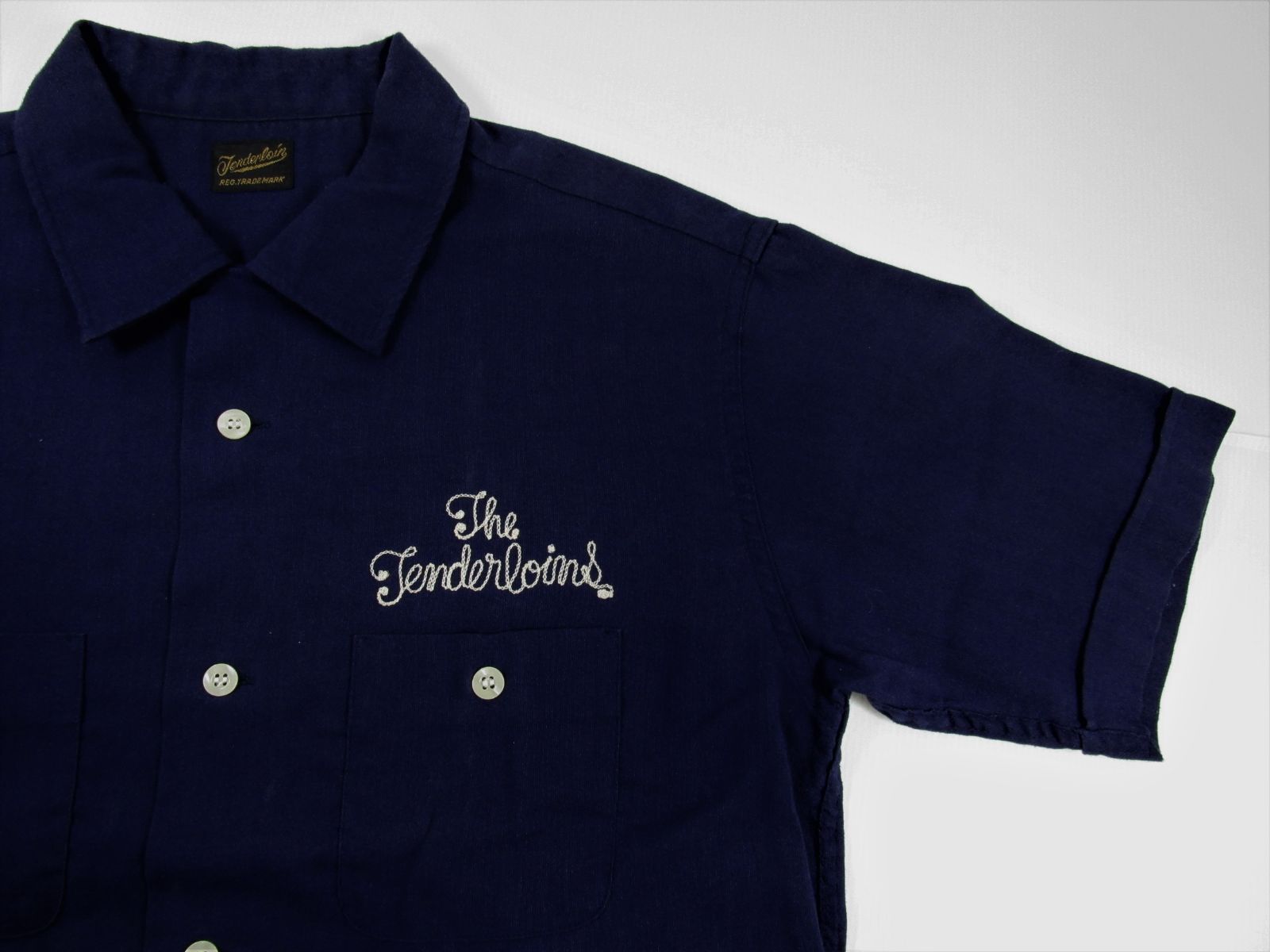 テンダーロイン TENDERLOIN 半袖 ワークシャツ ボーリングシャツ インクブルー X-SMALL メンズ 夏 USED品 K