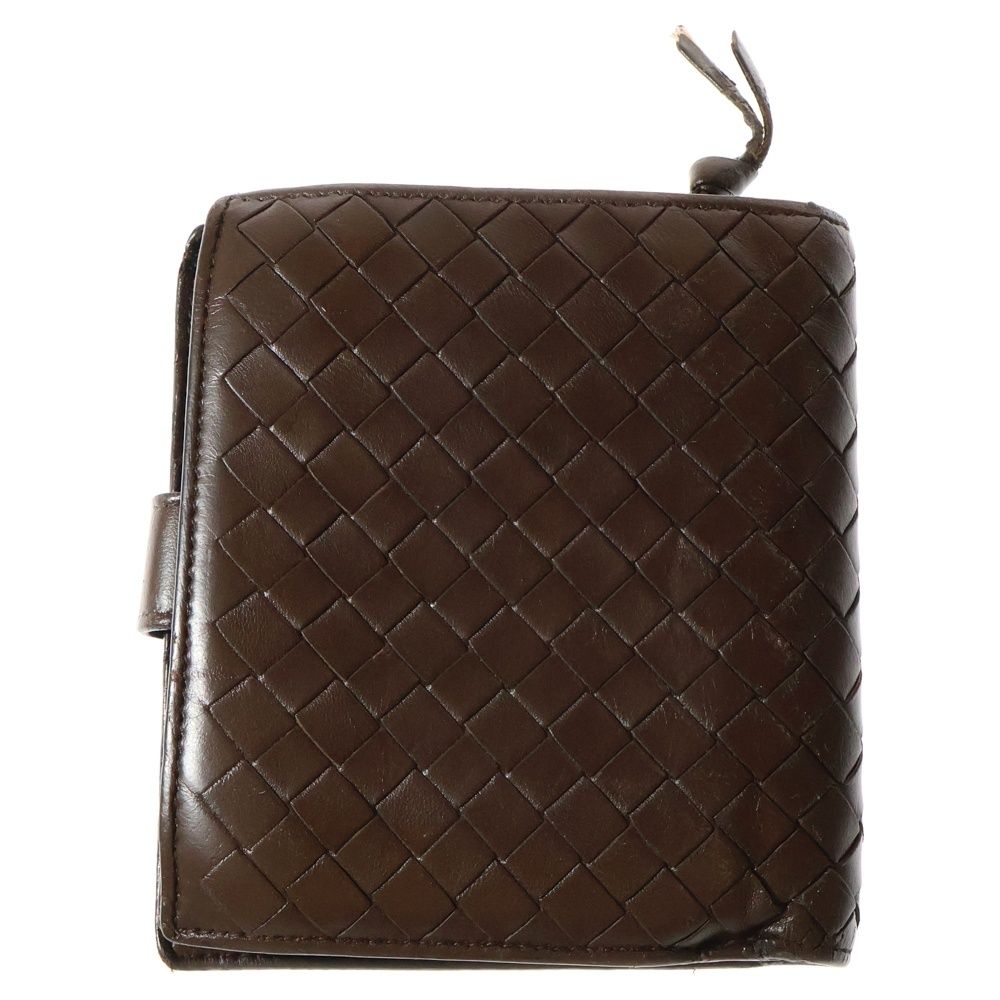 BOTTEGA VENETA (ボッテガヴェネタ) イントレチャート レザー 二つ折り財布 コンパクトウォレット コインケース ブラウン