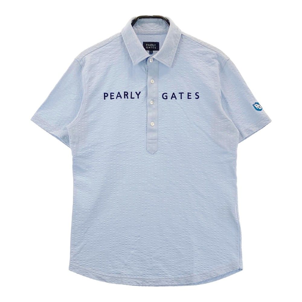 サイズ：5 PEARLY GATES パーリーゲイツ  半袖ポロシャツ シアサッカー プリント  ネイビー系 [240101405744] ゴルフウェア メンズ ストスト サイズ：5 PEARLY GATES パーリーゲイツ 半袖ポロシャツ シア
