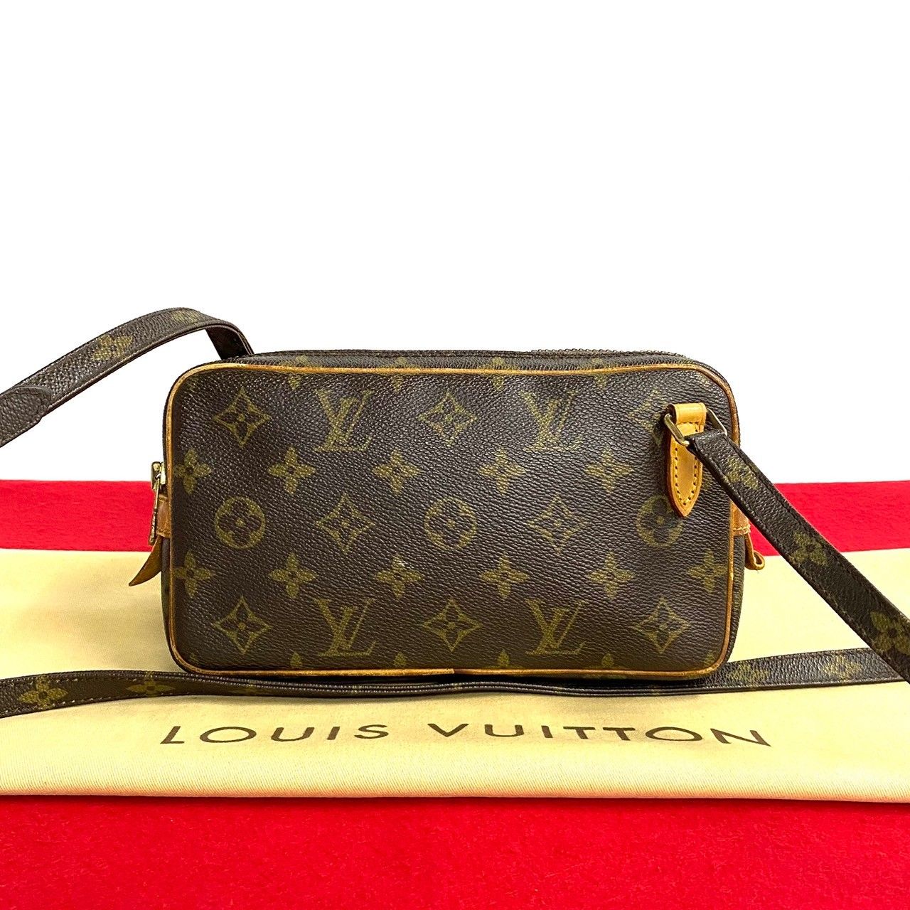 極 美品 LOUIS VUITTON ルイヴィトン マルリーバンドリエール モノグラム レザー 本革 PVC ショルダーバッグ ポシェット ブラウン  31405 - メルカリ