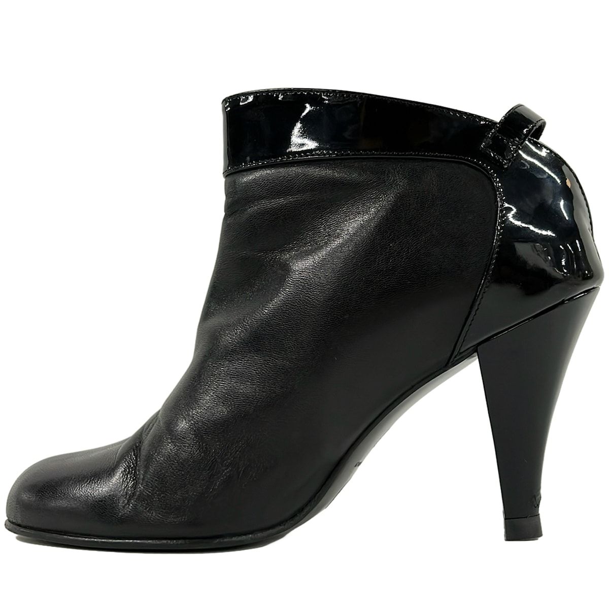 シャネル CHANEL ショートブーツ 36 1/2C G29491 - ラムスキン 黒