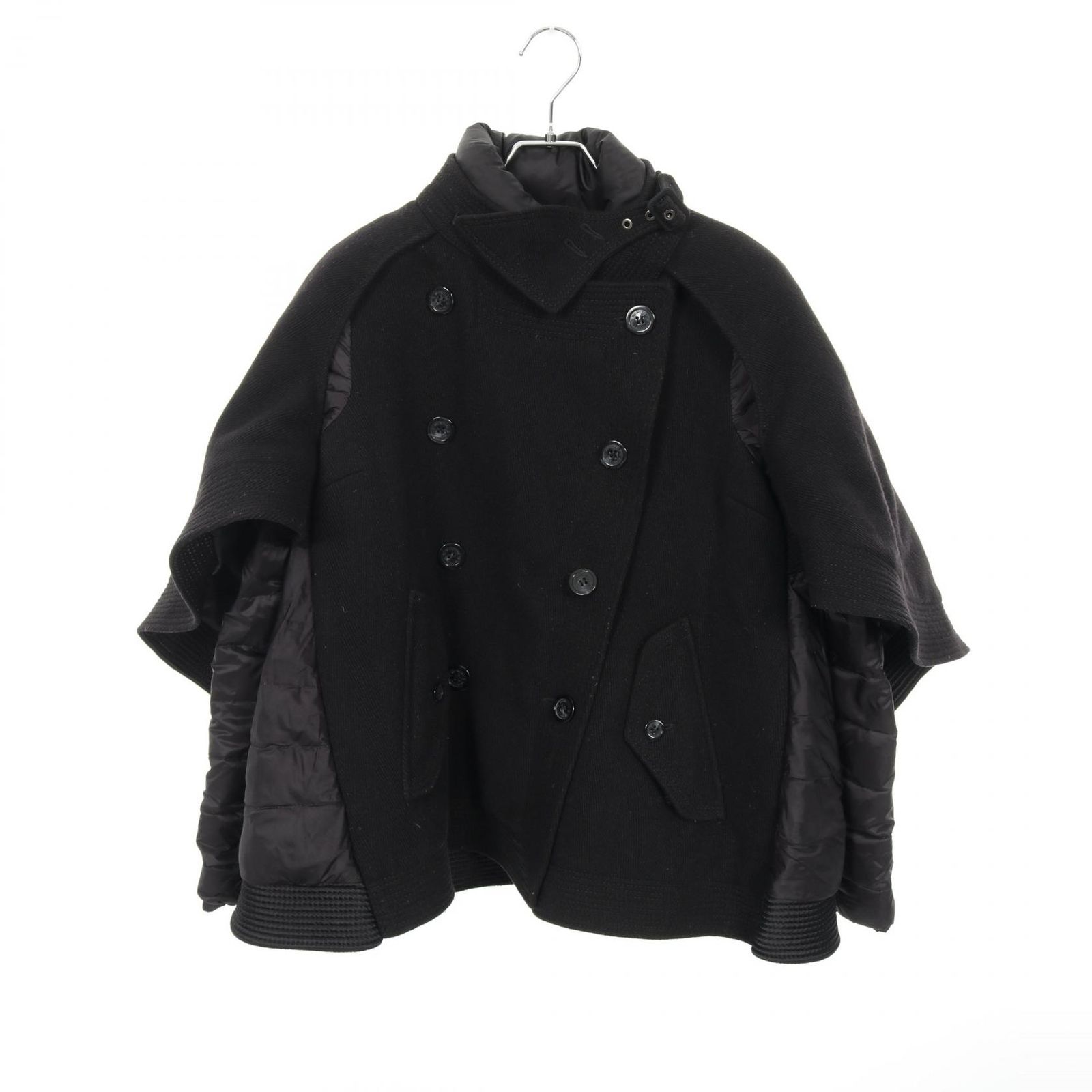 MONCLER ポンチョ風ダウンジャケットブラック S (写真追加有) モンクレール MONCLER ダウンジャケット MONCLER × Sacai SAKIE