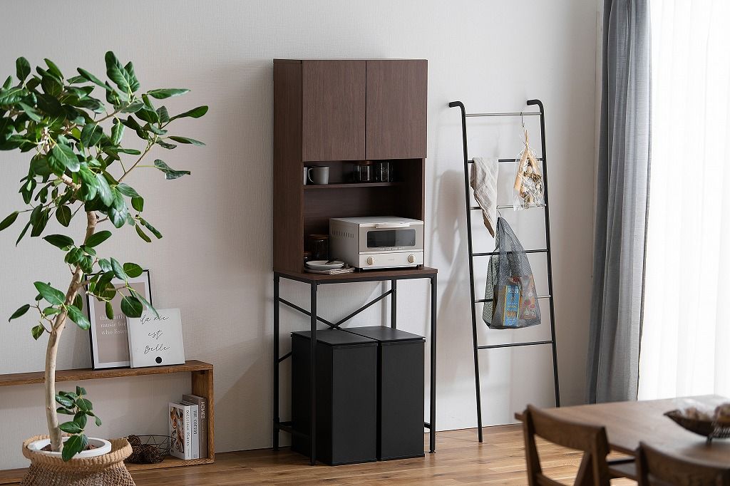 アイリスオーヤマ ゴミ箱上ラック 幅約64cm 高さ約180cm ウォールナット ブラック GUR-640S IRIS OHYAMA NEXPOTALLINN_EU