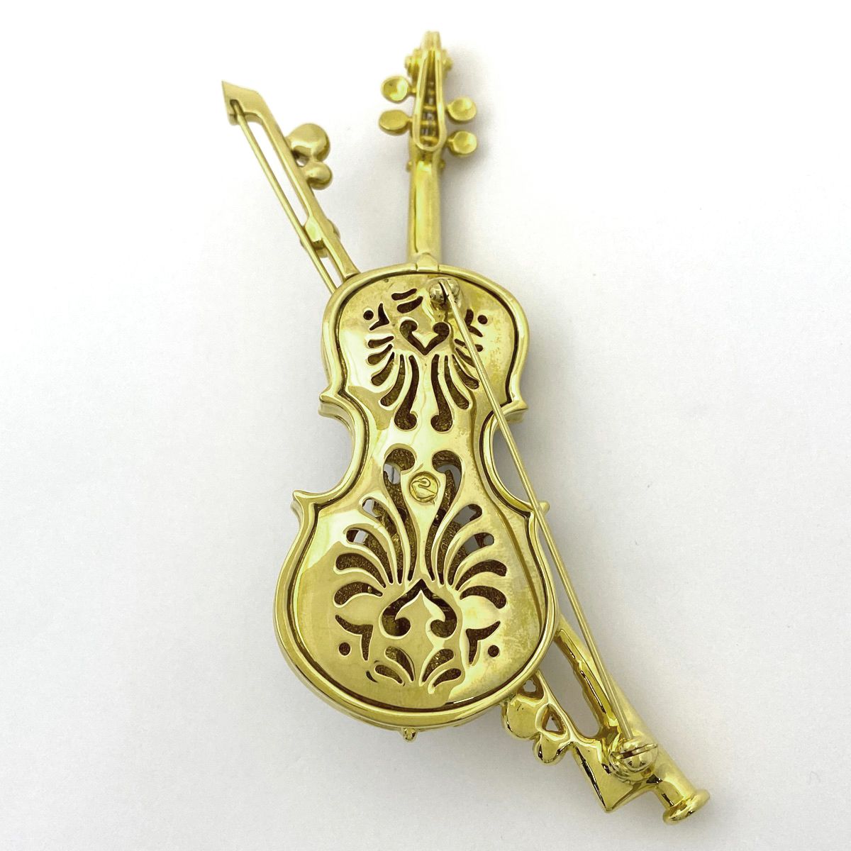 SWAROVSKI バイオリン ラインストーン 楽器 ブローチ F252068 SWAROVSKI ブローチ バイオリン ヴァイオリン 楽器 音楽