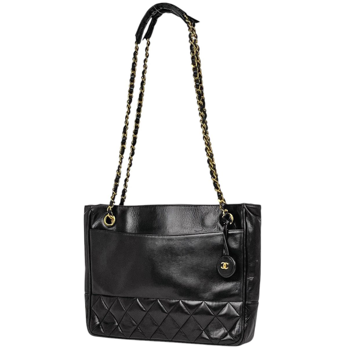 シャネル CHANEL ココマーク チェーン トートバッグ マトラッセ ショルダーバッグ トートバッグ レザー ブラック レディース