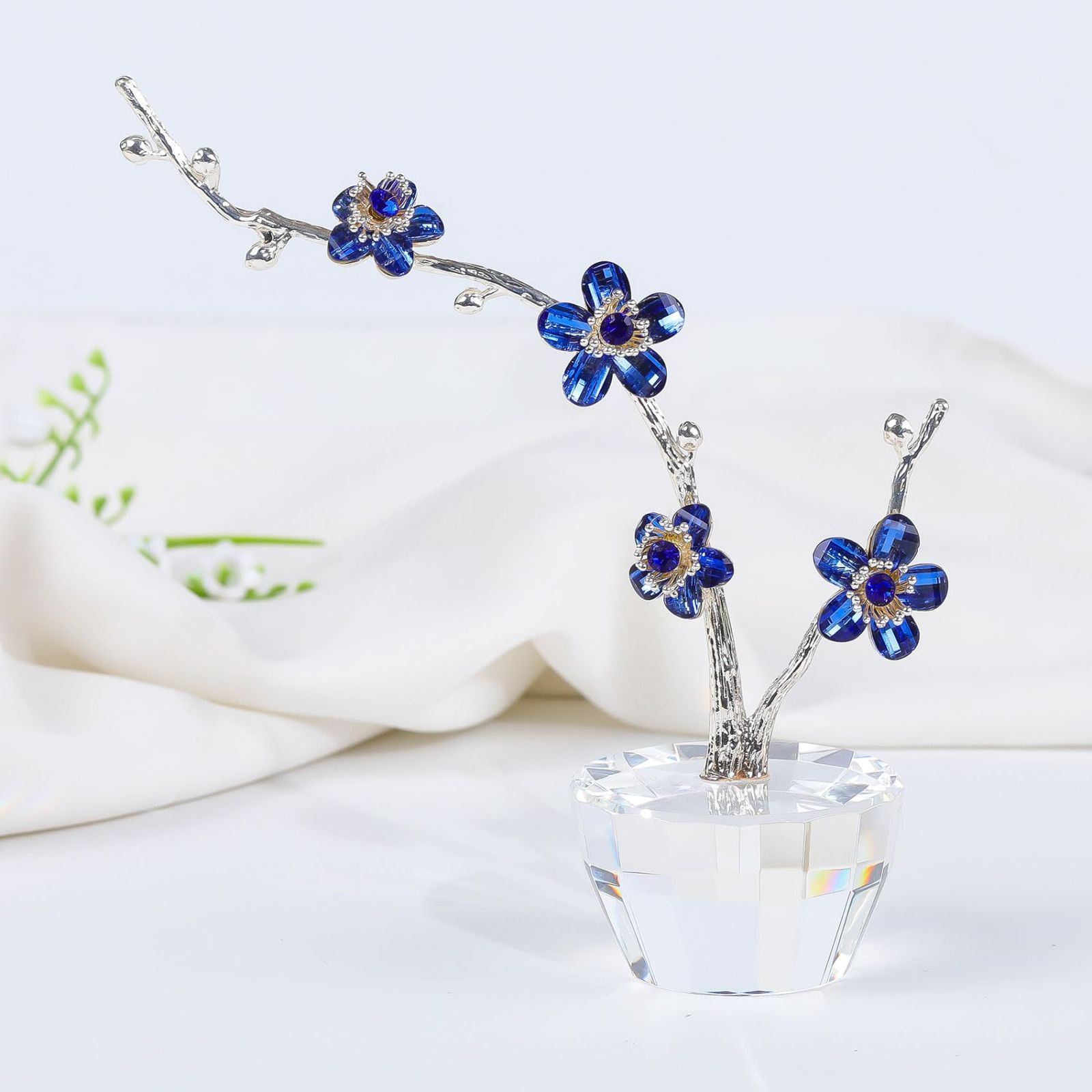 数量 置物 インテリア 造花 還暦祝い 喜寿 クリスタルフラワー 御祝い K 9 結婚記念日 枯れない花 プレゼント 女性 妻 彼女 おばあちゃん Kertari ブルー