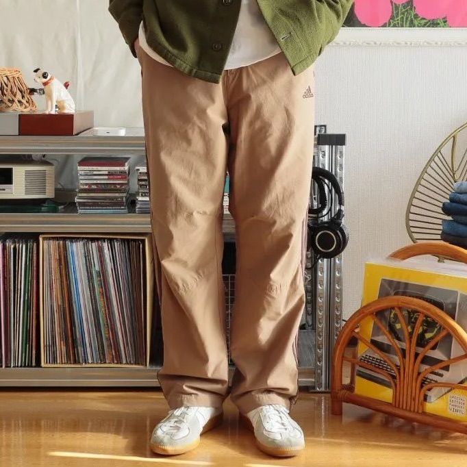 ADIDAS Y2K Track Pants Beige x Brown Cotton Nylon アディダス 00s 