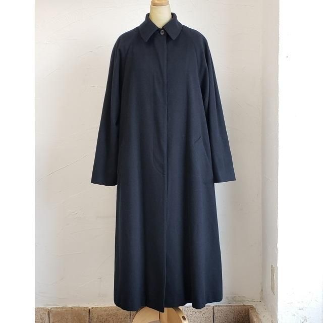 アニオナ AGNONA ☆ カシミヤ ロングコート 伊製 濃紺 インナー付