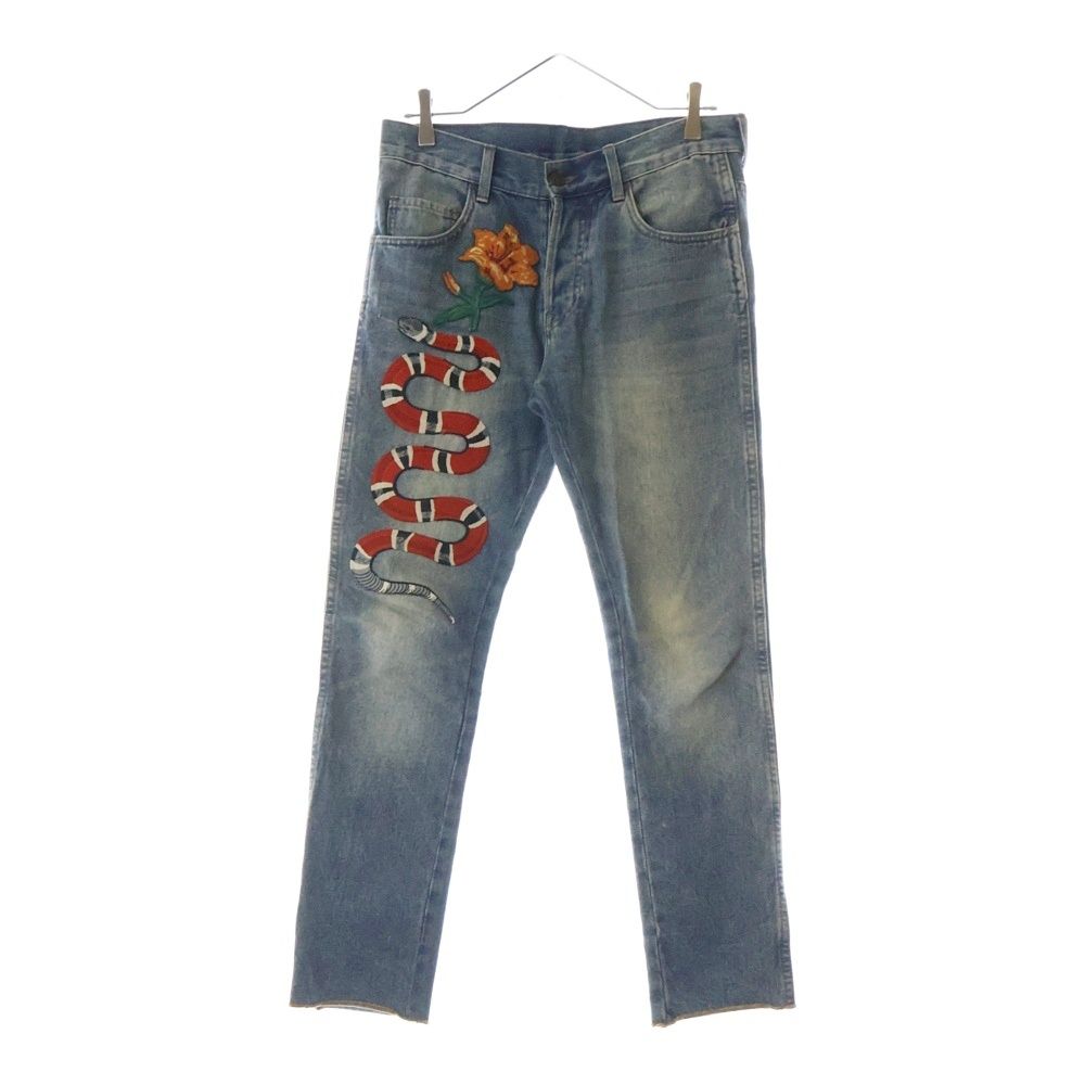 GUCCI (グッチ) 17AW Snake Embroidery Denim Pant 蛇刺繍 スネーク