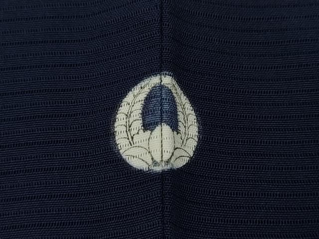 夏物！逸品◎正絹◇絽◇未使用！極上色無地163cm一つ紋(丸に二つ引)紺青 夏物！逸品◎正絹◇絽◇未使用！極上色無地163cm一つ紋(丸に二つ