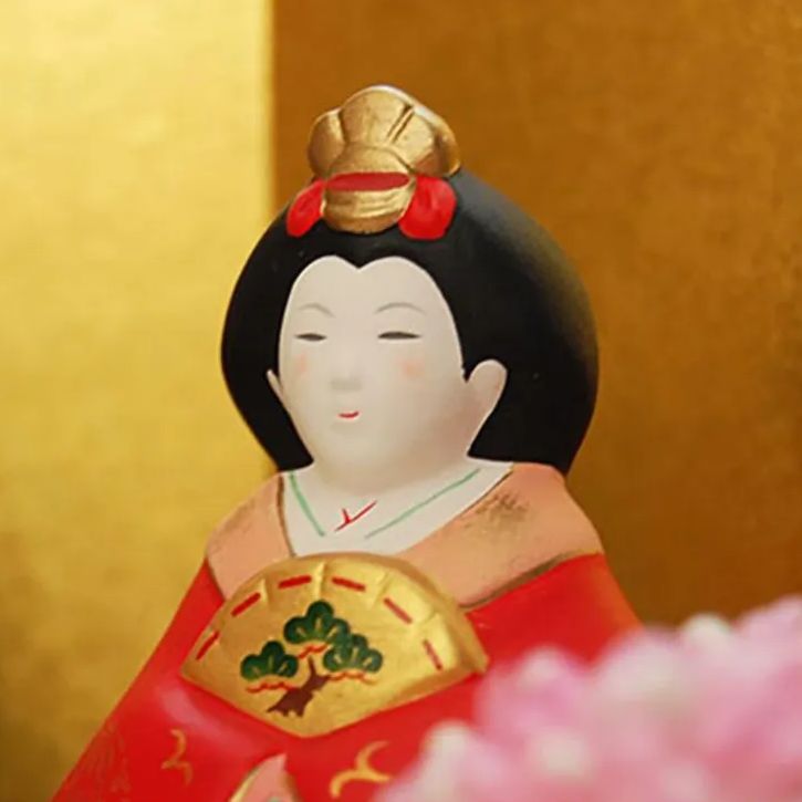 新品】薬師窯 錦彩風雅丸文立雛 立雛 親王飾り 雛人形 雛飾り