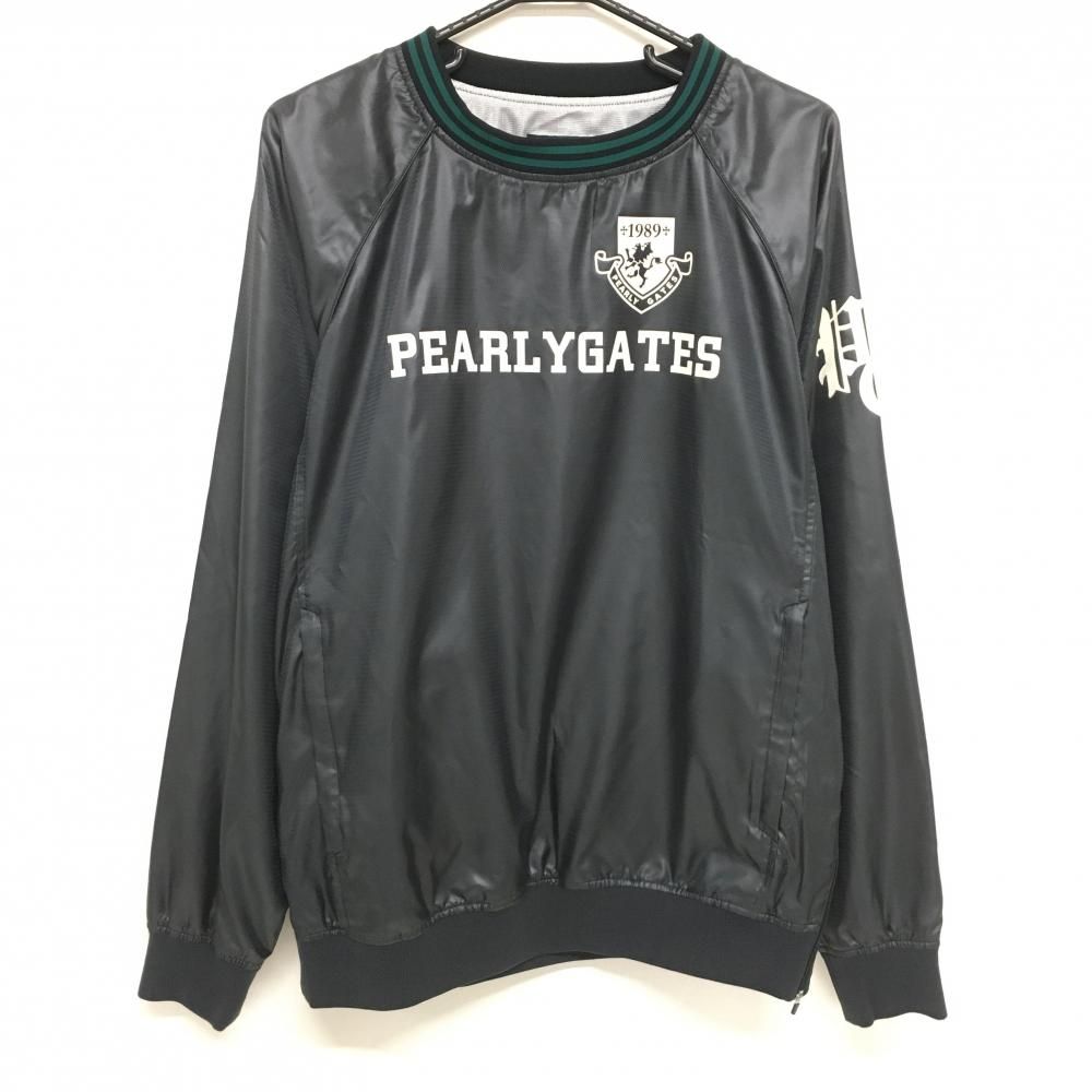 パーリーゲイツ スニード 黒×グリーン 蓄熱裏地 フロッキーロゴ ブルゾン メンズ 5 L ゴルフウェア PEARLY GATES