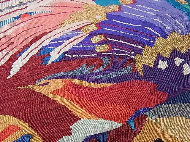 平和屋本店□極上 手織綴れ 山鹿清華 太鼓柄袋帯 鳳凰 金糸 逸品