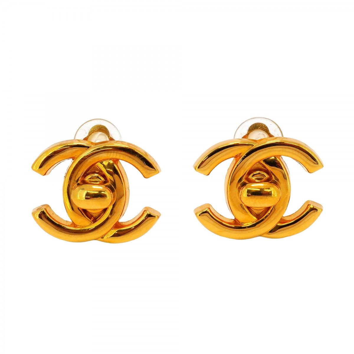 5jeb0069】シャネル イヤリング ヴィンテージ ターンロック GPメッキ  