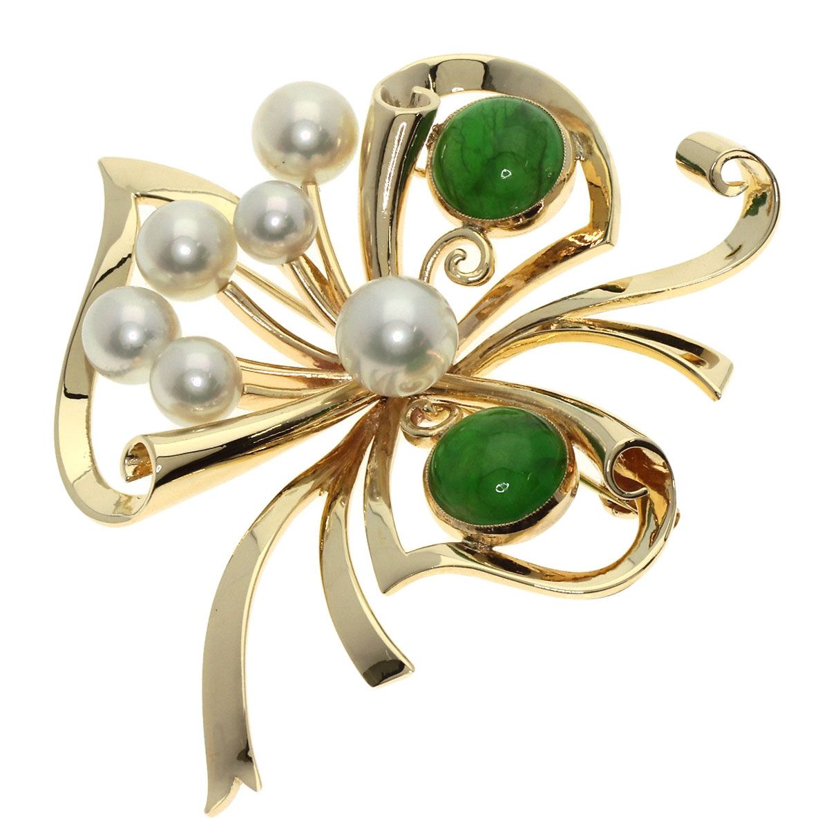 K14 パールブローチ ミキモト パール ブローチ K14 YG ABランクの