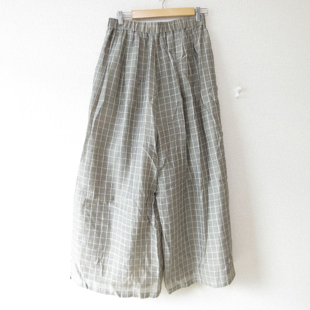 ♥ 24AW INGEBORG インゲボルグ ウィンドウチェックワイドパンツ イージー スラックス A2243FP 274 サイズ4 11号 ベージュ レディース 古着