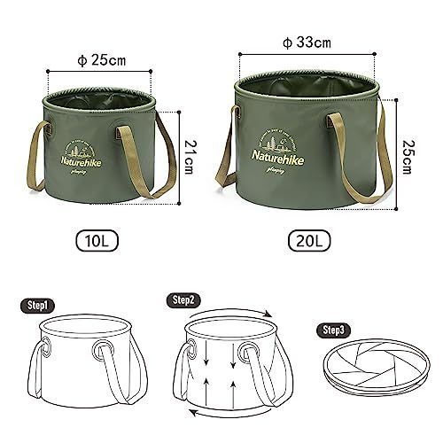 グリーン_10L Naturehike 折りたたみバケツ円筒形 持ち運び 畳める