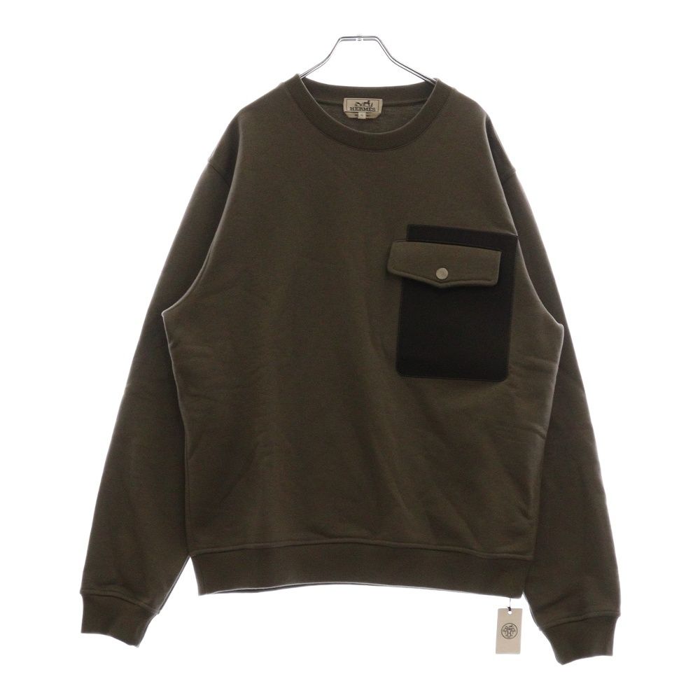 HERMES (エルメス) レザーパッチ クルーネック スウェット