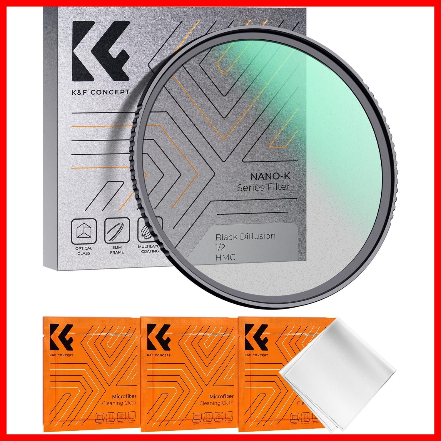 新着商品】K&F Concept 49mm ブラックミスト1/2フィルター ソフト効果